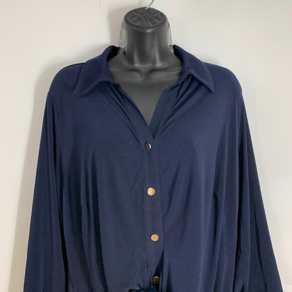 Philosophy Women's Cut and Sew Button Up Long Sleeve Midi Dress Size 1X NWT - Picture 4 of 15